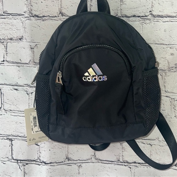 Adidas Black Linear 3 Mini Backpack Brand New with Tags - Picture 1 of 4